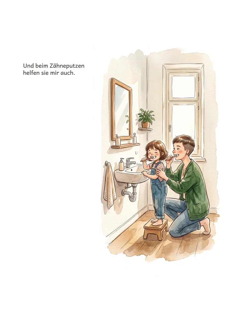 Und beim Zähneputzen helfen sie mir auch.