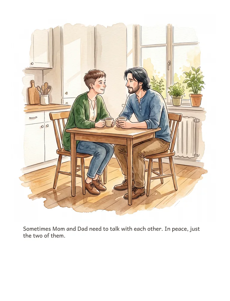 Sometimes Mom and Dad need to talk with each other. In peace, just the two of them.